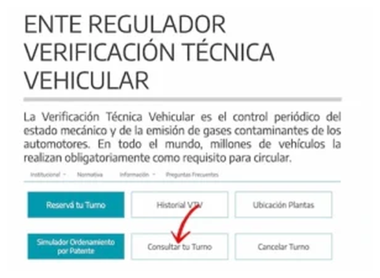 Paso 1 para consultar o cambiar el turno de la VTV en Berisso