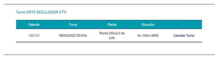 Paso 3 para consultar o cambiar el turno de la VTV en Berisso